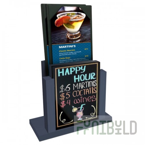 Menu Solutions WDMH-WET Denim Wood Menu Holder with 4