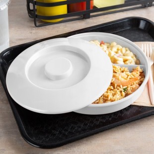 Thunder Group NS608-1W 8-1/4 Inch Round Divided Server Deep Break Resistant Melamine White