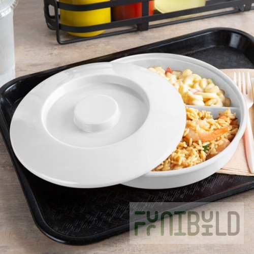 Thunder Group NS608-1W 8-1/4 Inch Round Divided Server Deep Break Resistant Melamine White
