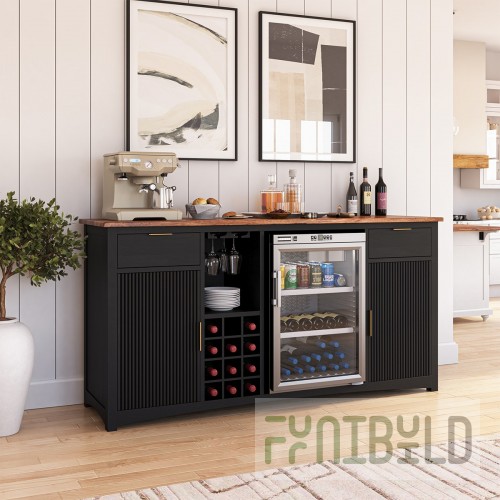 Forbes Industries F30-5141-6 72-1/2 Inch Buffet Station Scratch Resistant HD HPL Countertop with Rustic Metal Mesh Panels