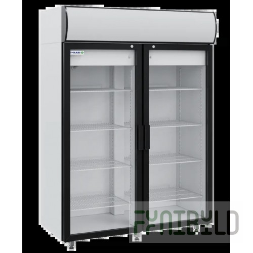 Pharmaceutical refrigerated cabinet V=1000l, ШХФ-1.0 DS (glass doors) (1402х710х2028mm, 8 shelves, vertical lighting, canape with lighting)