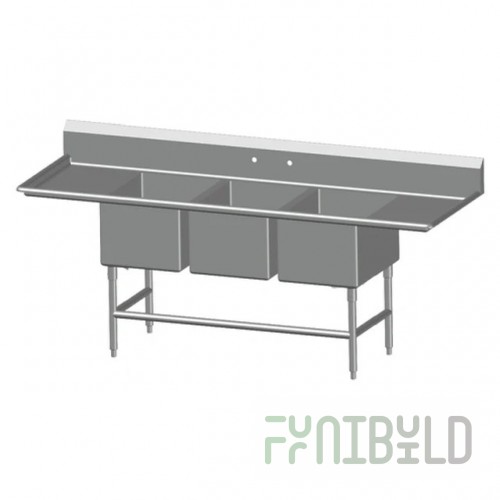 SPG International 3N1618-LD18 Universal Stainless Sink Three Compartment 18