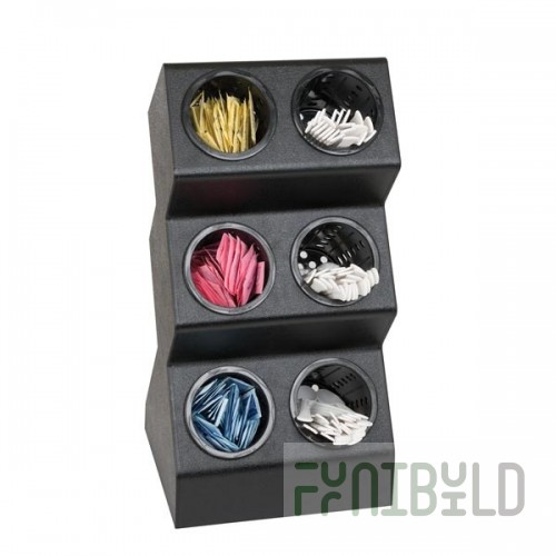 Dispense Rite VSCH-3BT 6 Inch Flatware Organizer Countertop Polystyrene 3 Compartments