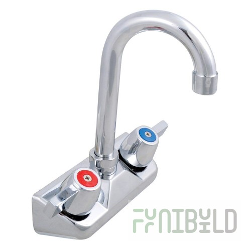 John Boos PBF-4-S-6LF 4 Inch Centers Economy Splash Mount Faucet Chrome Finish