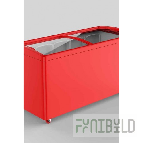 Chest freezer V=518l, MLP-600 -18...-25 1604x604x790mm, red glass lid (6 baskets)