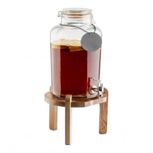 Tablecraft 12654 10 Inch Stand for Glass Beverage Dispensers Acacia Wood