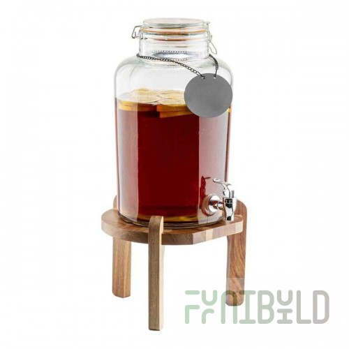 Tablecraft 12654 10 Inch Stand for Glass Beverage Dispensers Acacia Wood