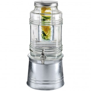 Stylesetter Bungalow 2.4 Gallon Glass Beverage Dispenser with Fruit Infuser and Galvanized Metal Base by Jay Companies