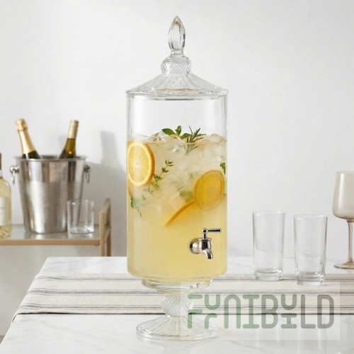 The Jay Companies 210143-RB 1.7 Gallon Madison Optic Glass Beverage Dispenser