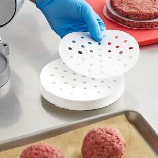Optional 4 Inch Round Perforated Hamburger Patty Paper Wax Coated 500 Sheets, Omcan 44431