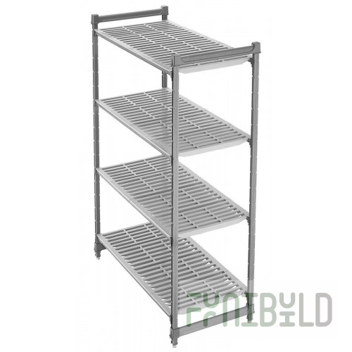 Cambro EXU216064V4480 21 Inch 4 Tier Shelving Unit All Plastic Gray with Antimicrobial
