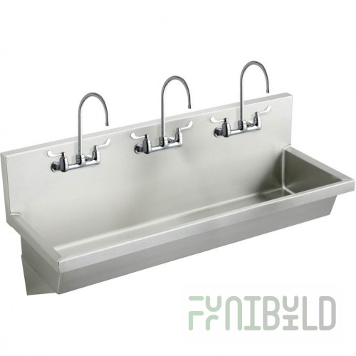 SPG International MSHS-6 Universal Stainless Multi-Station Hand Sink Wall Mount 72