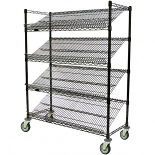 Eagle M1824BL-4 24 Inch 4-tier Merchandising Cart with Adjustable Shelves Epoxy Finish