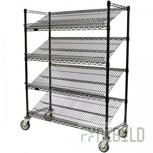 Eagle M1824BL-4 24 Inch 4-tier Merchandising Cart with Adjustable Shelves Epoxy Finish