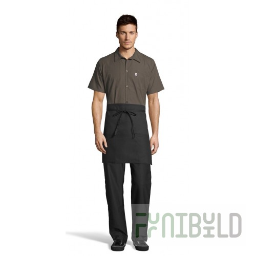Thunder Group CA1322BK 13 Inch x 22 Inch Waist Apron with 3 Pockets Black Poly Cotton