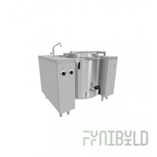 Electric cooking kettle, manual tilting, steam jacket, solid-drawn KPEM-100-OR
