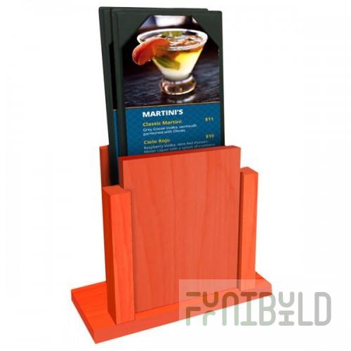 Menu Solutions WDMS-RI Mandarin Wood Menu Holder with 4