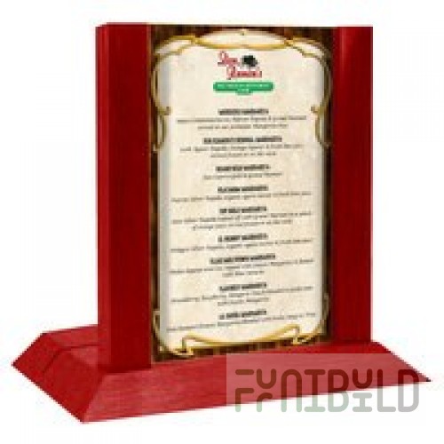 Menu Solutions WDAFR-A Berry Wood Menu Holder / Tent with 4