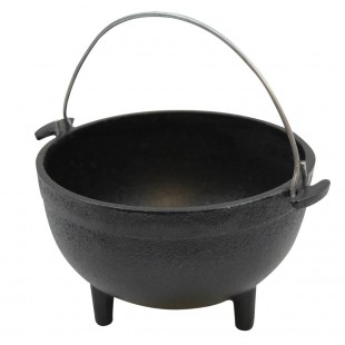 Tablecraft CW30151 16 Oz Round Mini Kettle Server With Handle Cast Iron