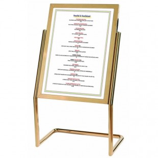 Aarco P-15B 22 Inch Menu Holder Brass Finish Freestanding Sign Display