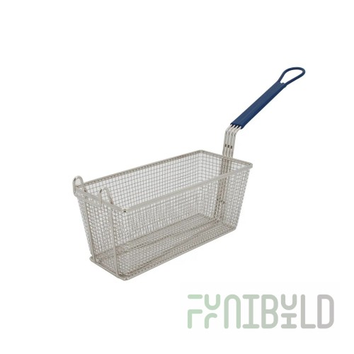 Stanton Trading 5522P 13-1/4 Inch Fry Basket Rectangle Nickel Plated Steel with Plastic Coated Blue Handle