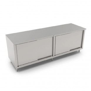 John Boos 4CS6-3096 96 Inch Work Table with Cabinet Base and Sliding Doors Stainless Steel