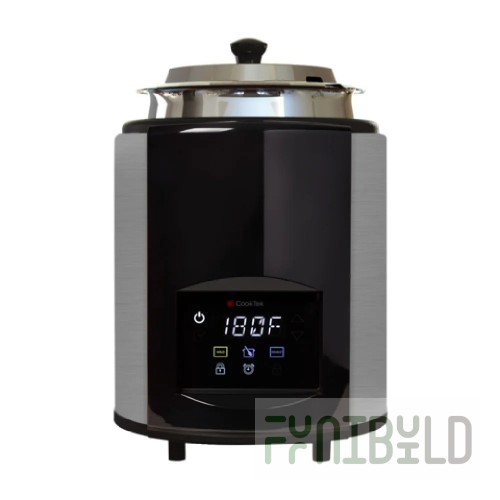 Cooktek 688201 4 Quart Electric Induction Soup Kettle with Turret and Lid