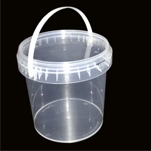 Bucket 1 l., D=130 in H=120 in, with seal, round transparent.