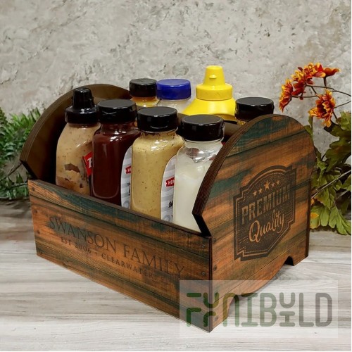 Steelite 6525T164 15 Inch Wood Condiment Caddy Weathered White Finish