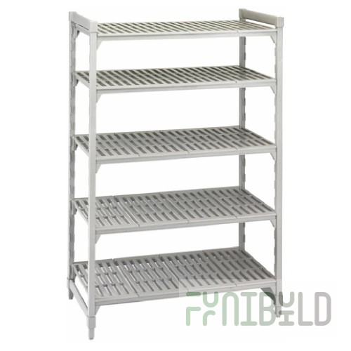 Cambro EXA213084V5480 30 Inch 5 Tier Stationary Shelving Unit Antimicrobial Gray