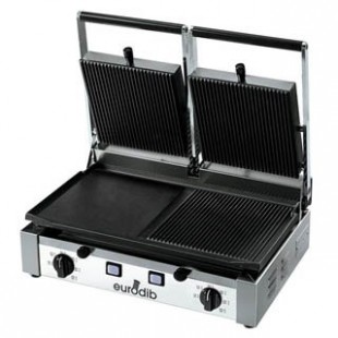 Eurodib PDM3000220 Eurodib Panini Grill Double Left Side Bottom Flat With The Remaining Sides Ribbed