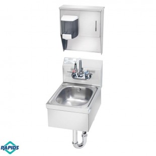 Krowne HS-37 12 Inch Space Saver Wall Mounted Hand Sink Stainless Steel with Backsplash