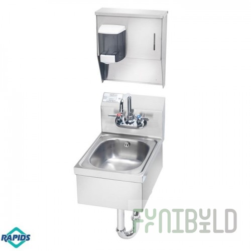 Krowne HS-37 12 Inch Space Saver Wall Mounted Hand Sink Stainless Steel with Backsplash
