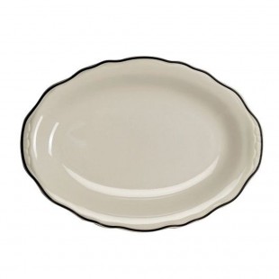 Stanton Trading STSC-14B 12-5/8 Inch Oval Platter Scalloped Edge Ceramic Black Band Stanton Trading STSC-14B 12-5/8 Inch Oval Platter Scalloped Edge Ceramic Black Band