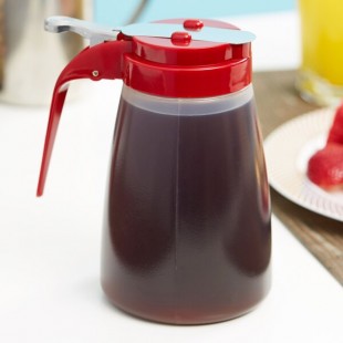 TableCraft PP10RE 10 oz. Polypropylene Syrup Dispenser with Red ABS Top - 12/Pack