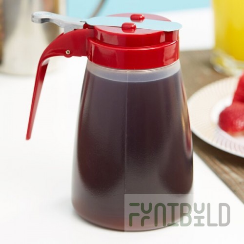 TableCraft PP10RE 10 oz. Polypropylene Syrup Dispenser with Red ABS Top - 12/Pack
