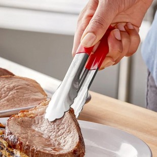 Vollrath 4780640 6 Inch Utility Tongs Red Kool-Touch Handle Stainless Steel