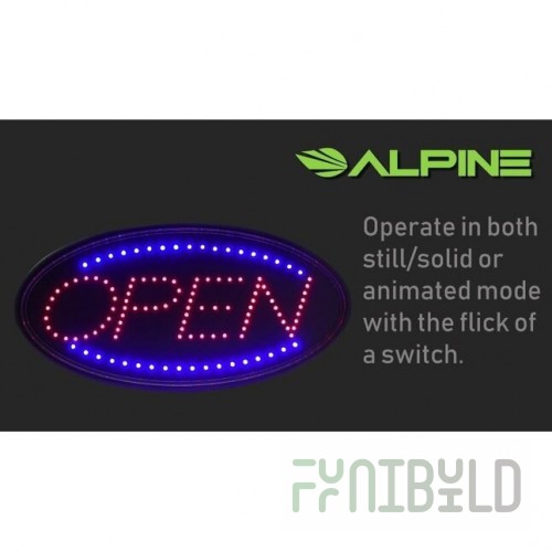 Alpine Industries ALP497-02 23 Inch LED Open Sign Wall Mount with Flashing and Steady Display