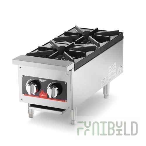 Vollrath 40736 12 Inch Gas Hotplate Countertop with 2 Burners 52000 BTU