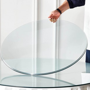 Forbes Industries 7025TG-24 24 Inch Round Folding Table Glass Top Stainless Steel Frame