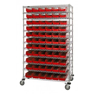 Quantum WR74-2460-143105_RED Bin Wire Shelving System 60 Quantum WR74-2460-143105_RED Bin Wire Shelving System 60
