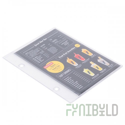 Menu Solutions MIDBPP Clear 2-Hole Page Protectors for Middle Ring Menu Tents - 25/Pack