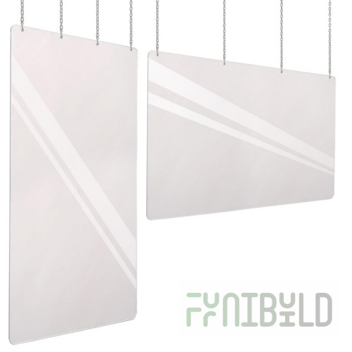 Eagle BGCM-2448 48 Inch Breath Shield Ceiling Mount Plexiglass Panel with Chains