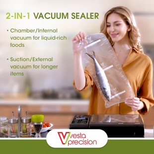 Vesta Precision V40-BK Vertical Elite Vacuum Sealer Countertop Vertical And Horizontal Capable Vesta Precision V40-BK Vertical Elite Vacuum Sealer Countertop Vertical And Horizontal Capable