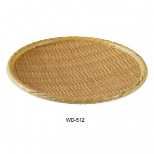 Yanco WD-512 12 Inch Diameter Round Serving Tray Dishwasher Safe Melamine Bamboo Look