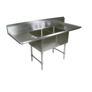 John Boos 2B18244-2D18 75 Inch Stainless Steel Sink with Two Compartments