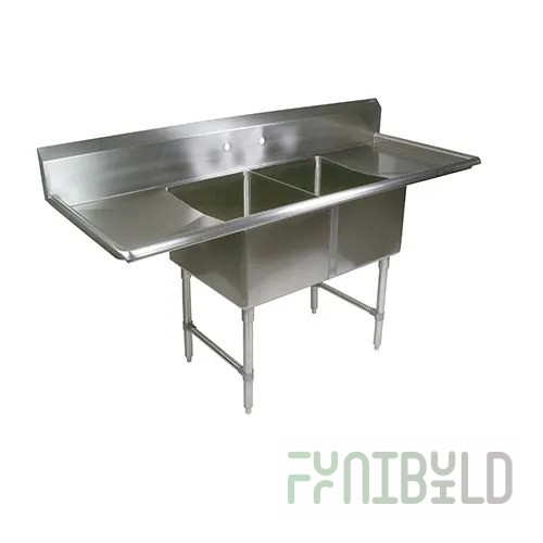 John Boos 2B18244-2D18 75 Inch Stainless Steel Sink with Two Compartments