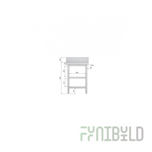 Wall-mounted closed table NBMSZ-6/7B (600x700x850mm, with side)