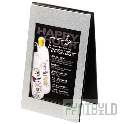 Menu Solutions CHMT-A Double View Aluminum / Vinyl Menu Tent with Brushed Finish - 4