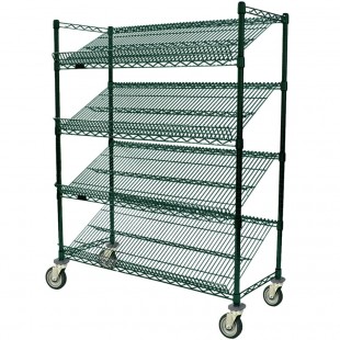 Eagle M1824C-4 24 Inch Angled Shelf Merchandising Cart with Adjustable Shelves